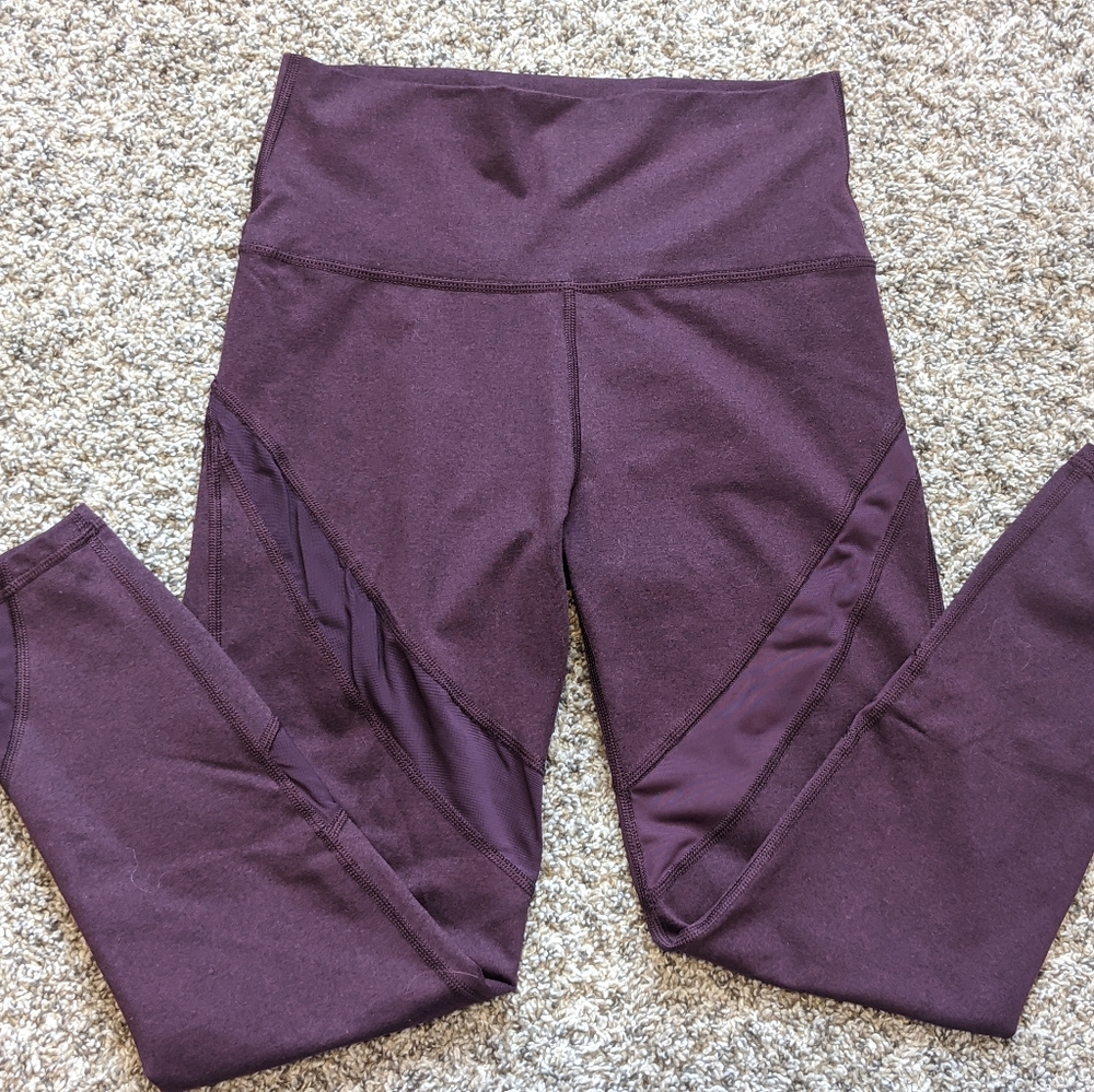 Aerie Move Mesh Leggings 7/8 Burgundy Medium - Picture 2 of 4
